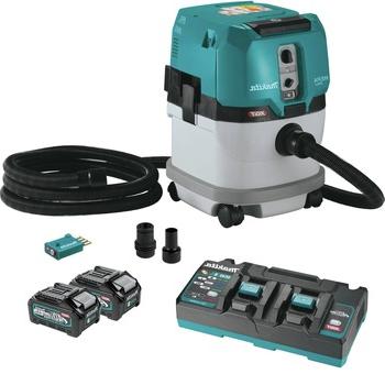 灰尘管理| Makita GCV04PMUX 40V MAX XGT无刷锂离子无绳4加仑HEPA过滤器干式除尘器套件2节电池(4 Ah)